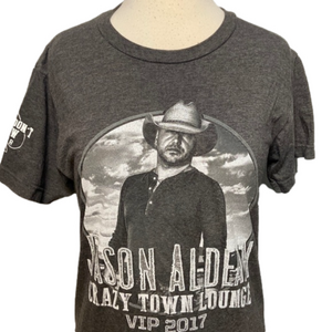 Jason Aldean Crazy Town Lounge Tee Shirt 2017 Gray S